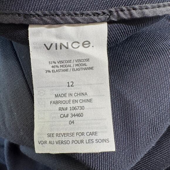 Vince Pants Womens 12 Blue Deconstructed Wide Leg Trouser Side Zip Classic Work - Picture 5 of 13